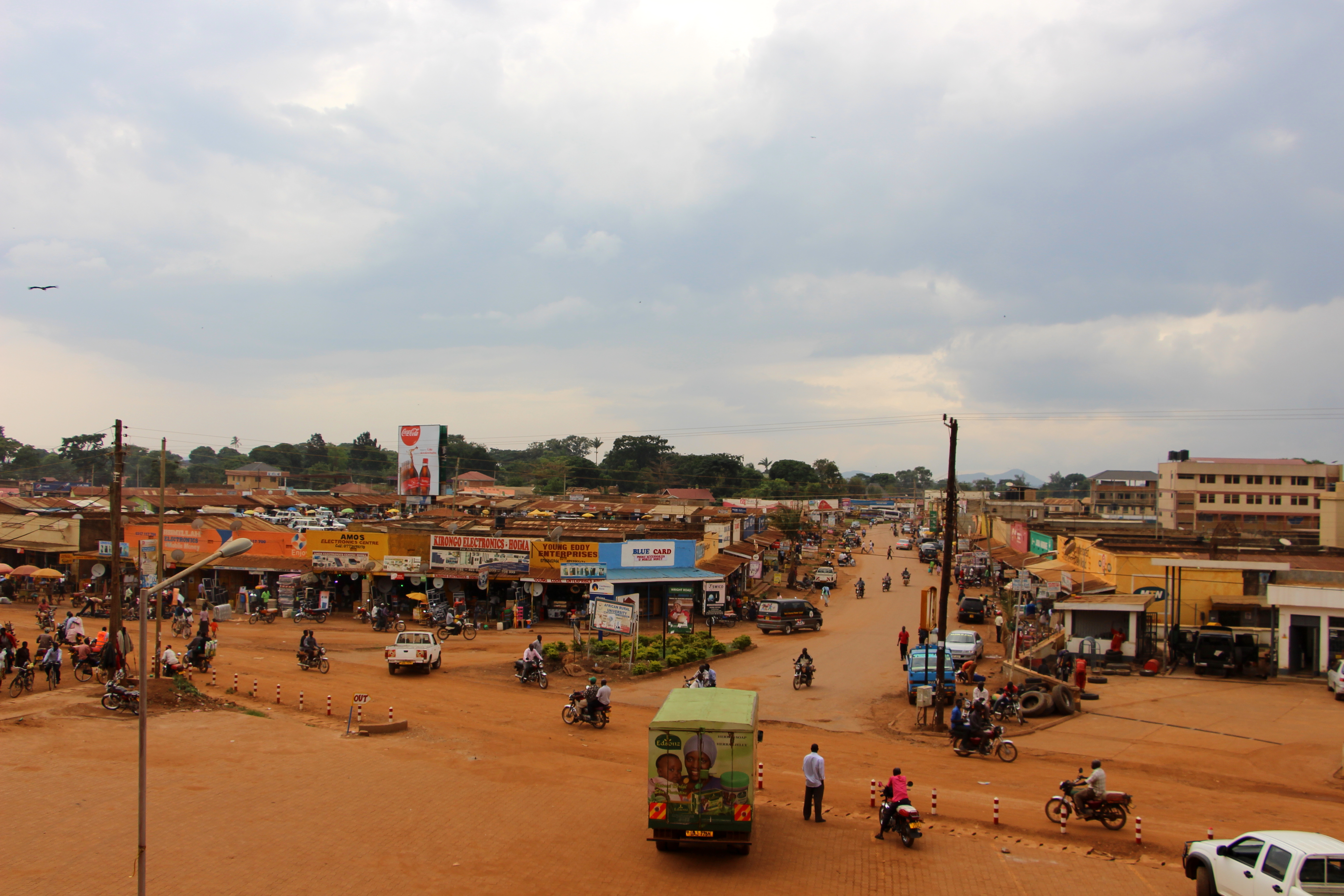 The bustling streets of Hoima Town.