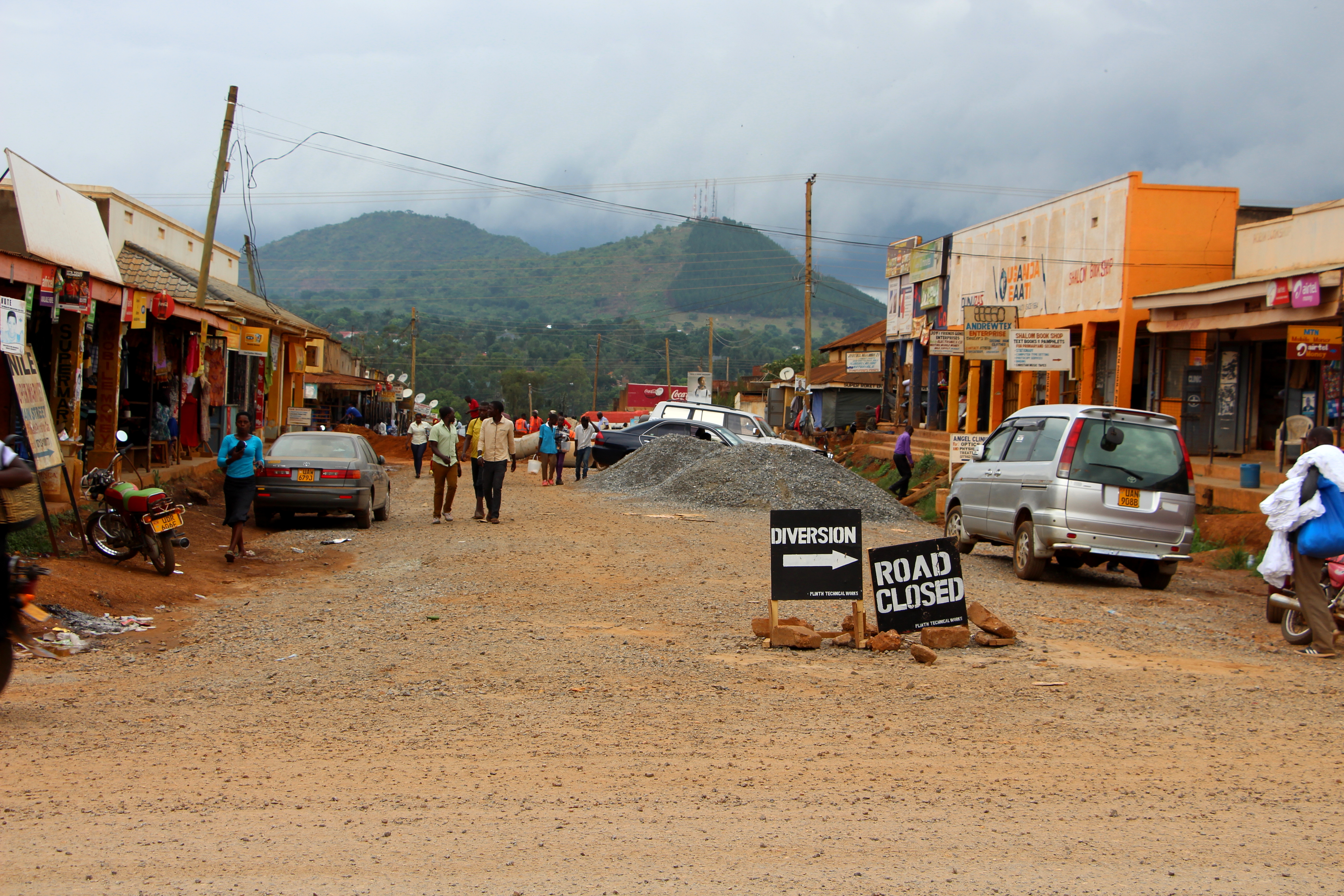 Road construction on a Hoima, Uganda, road