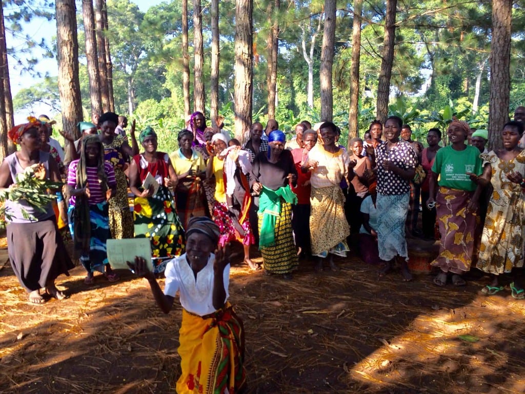 African women celebrating and dancing