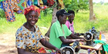 Women at sewing machine